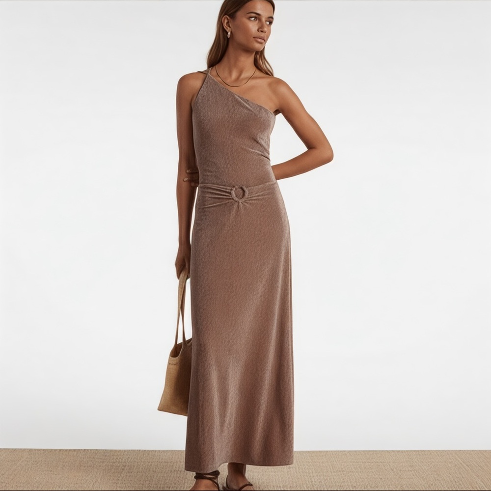 JOHANNA ORTIZ Chocolate Rainstorm Metallic Max Skirt & Bodysuit Set Brown Size 4
